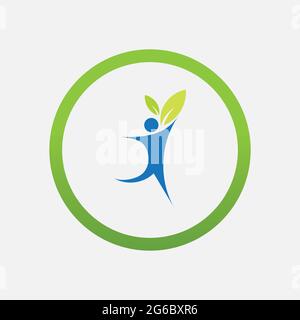 people leaf logo vector illustration design template Stock Vector