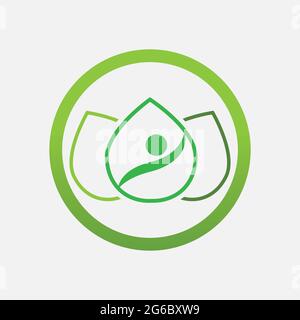 people leaf logo vector illustration design template Stock Vector