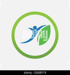 people leaf logo vector illustration design template Stock Vector