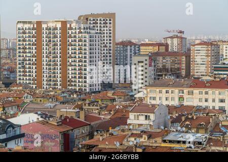 Kayseri, Turkey - March 22, 2021 - amazing aerial panoramic view of the center of Kayseri, central Anatolia Stock Photo