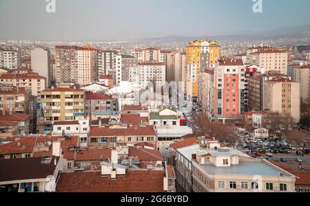 Kayseri, Turkey - March 22, 2021 - amazing aerial panoramic view of the center of Kayseri, central Anatolia Stock Photo