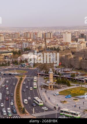 Kayseri, Turkey - March 22, 2021 - amazing aerial panoramic view of the center of Kayseri, central Anatolia Stock Photo