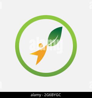 people leaf logo vector illustration design template Stock Vector
