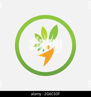 people leaf logo vector illustration design template Stock Vector