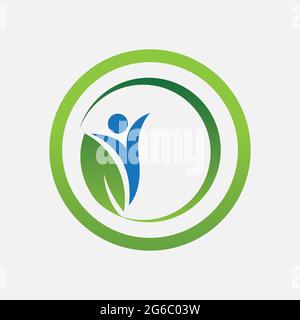people leaf logo vector illustration design template Stock Vector