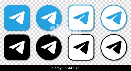 Telegram messenger icon. Vector editorial button isolated on transparent background Stock Vector