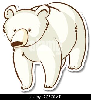Sticker design with polar bear isolated illustration Stock Vector
