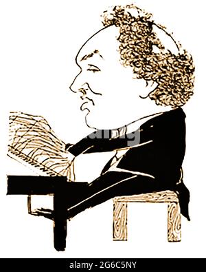 Leopold Godowsky ( 1870 –  1938) was a Russian-born American virtuoso pianist, composer and teacher   - from a book of cartoon caricatures of famous people of the time by artist Giovanni Viafora (USA) Stock Photo