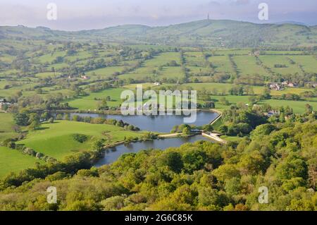 View from Tegg's Nose Country Park, near Macclesfield, Cheshire, over the Langley Reservoirs. Stock Photo