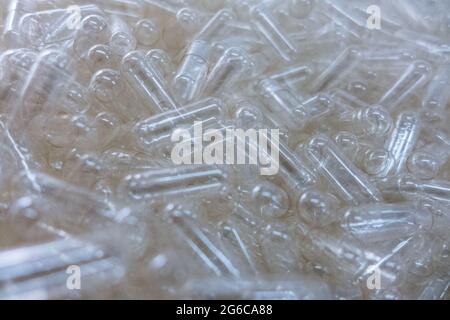 Empty clear soft gel capsules Stock Photo