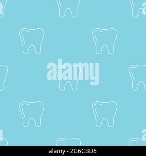 White tooth linear style vector seamless pattern. . Stock Vector