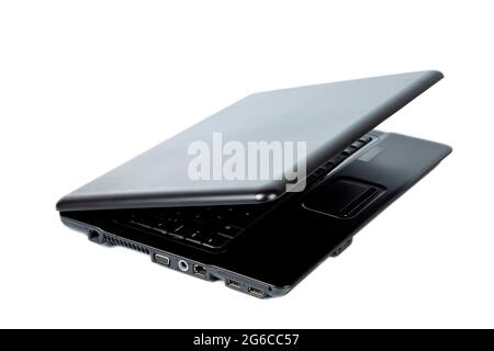 Black laptop on white background Stock Photo