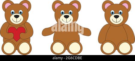 Teddy bear set on a white background. Stock Vector