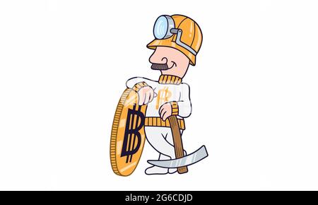 Bitcoin mining icon vector image Stock Vector