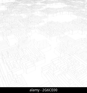 Background with a large maze. Perspective view. Vector illustration. Stock Vector