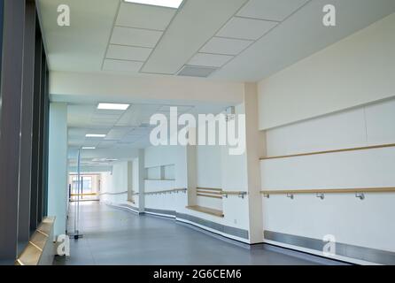 Hospital corridor, Colchester General Hospital, Essex. Stock Photo