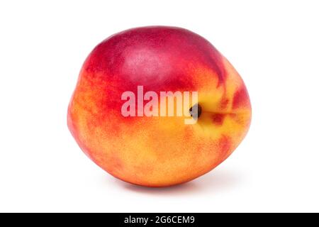 Ripe nectarine close up isolated on white Stock Photo