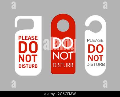 Vector illustration of Door labels Do Not Disturb Sign Set in flat style. Stock Vector