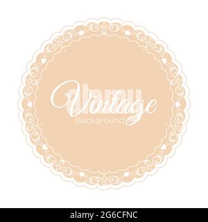 Vector illustration of vintage beige background with ornamental frame template on white background. Stock Vector