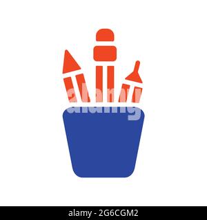 Pencil stand outline glyph icon. Workspace sign. Graph symbol for your web site design, logo, app, UI. Vector illustration, EPS10. Stock Vector