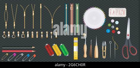 Metal and Plastic Zipper Set Isolated on Transparent Background. Close and Open Positions. Stock Vector