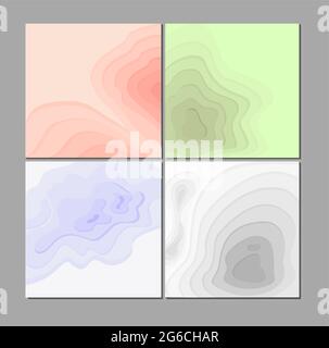 Vector illustration set of paper abstract backgrounds in pastel colors with 3D effect. Carving art, cut shapes. Stock Vector