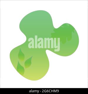 Set of gradient backgrounds. Inside the neon forms, different plants grow in liquid droplets. A new direction for your design. White background Stock Vector