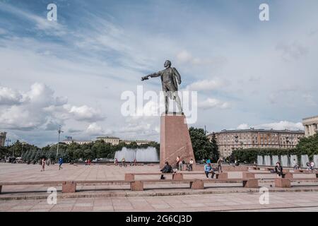 Monument to V. I. Lenin on Moscow Square. Stock Photo