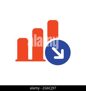 Decrease outline glyph icon. Office sign. Graph symbol for your web site design, logo, app, UI. Vector illustration Stock Vector