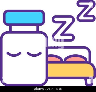 Pills for sleep disorder RGB color icon Stock Vector