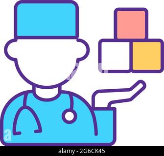 Specialist with specialization in autism RGB color icon Stock Vector