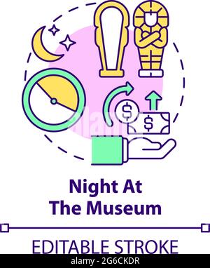 Night at museum fundraiser concept icon Stock Vector