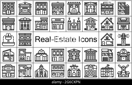 Real estate icon set flat style vector illustration. Can be used for web and mobile apps. Stock Vector