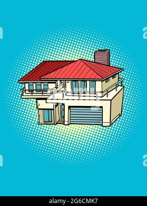 country house villa, resort hotel bungalow two-storey Stock Vector