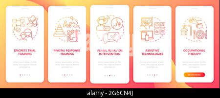 ASD therapy approaches onboarding mobile app page screen Stock Vector