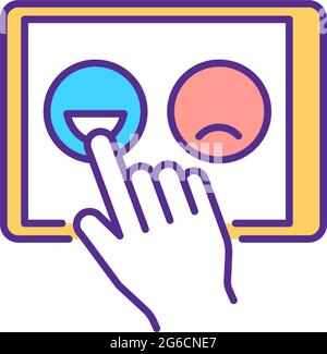 Teaching emotion recognition to kid with autism RGB color icon Stock Vector