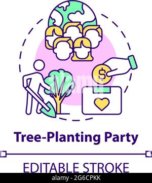Tree-planting party fundraiser concept icon Stock Vector