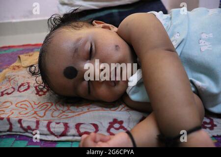 Cute baby sleeping in peace with Stock Photo