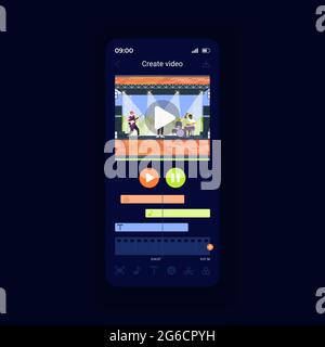 Video editing software smartphone interface vector template Stock Vector