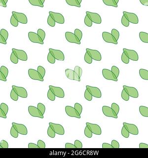 Vector lineart spring leaves horizontal border seamless pattern ...