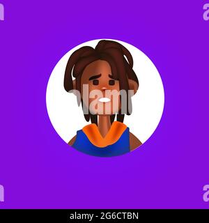 male head in round frame african american man avatar Stock Vector