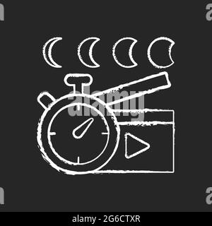 Time lapse videos chalk white icon on dark background Stock Vector
