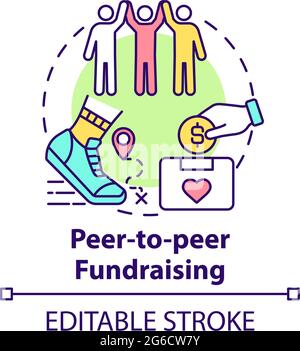 Peep-to-peer fundraising concept icon Stock Vector