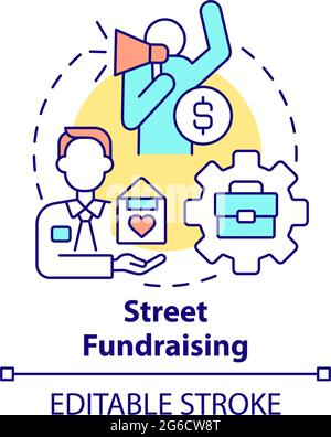 Street fundraising concept icon Stock Vector
