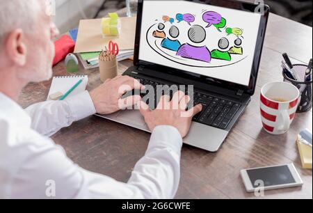 Leadership concept shown on a laptop screen Stock Photo