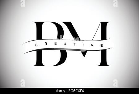 Creative black letter BM b m logo with leading lines and road concept ...