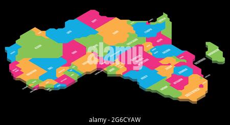 Isometric political map of Africa Stock Vector