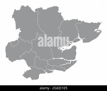 The Essex county administrative map isolated on white background, England Stock Vector