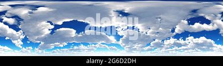 Seamless sky hdri panorama 360 degrees angle view with zenith and clouds for use as sky dome. 3d render illustration Stock Photo