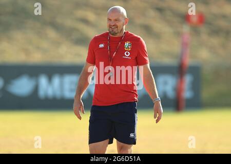 Gregor Townsend, the Lions backs coach, looks on during the British and Irish Lions training session at St Peter’s College on July 05, 2021 in Johannesburg, South Africa. (Photo by David Rogers/Getty Images) during the British and Irish Lions training session at St Peter's College in Johannesburg, South Africa. Picture date: Monday July 5, 2021. Stock Photo